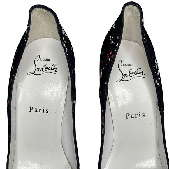 Christian Louboutin So Kate 120mm Pumps EU 38 US 8 Toile Splash Black High Heels - Picture 3 of 10
